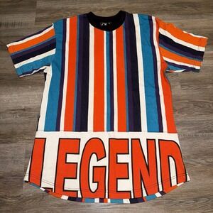 Legendary Status Legend Striped Color Block Shirt Medium Vintage Y2k Retro 90s